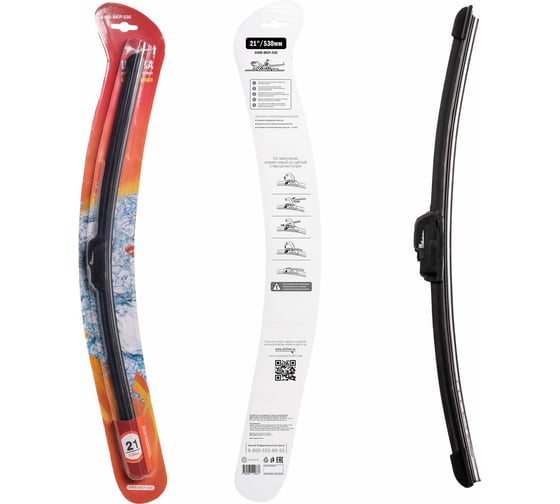 Изображение товара Щетка стеклоочистителя 530 мм, 21", бескаркасная, 1 адаптер hook 9x3 Airline AWB-BKP-530