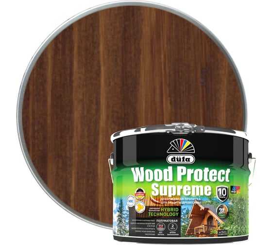 Изображение товара Пропитка Dufa WOOD PROTECT Supreme, орех 9 л МП00-008392