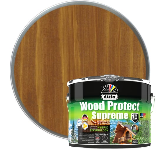 Изображение товара Пропитка Dufa WOOD PROTECT Supreme, тиковое дерево 9 л МП00-008526
