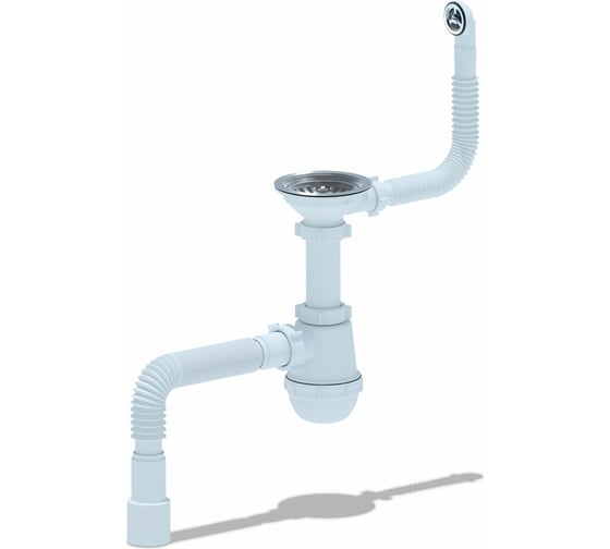 Изображение товара Сифон АНИ Пласт Грот 3 1/2"х40 с круглым гибким переливом и г/т 40x40/50 A0142SA15