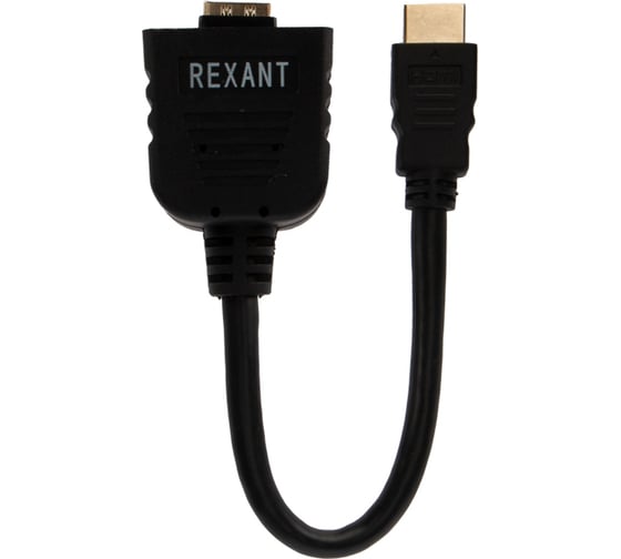 Изображение товара Разветвитель REXANT штекер HDMI - 2 гнезда HDMI с проводом, черный 17-6832