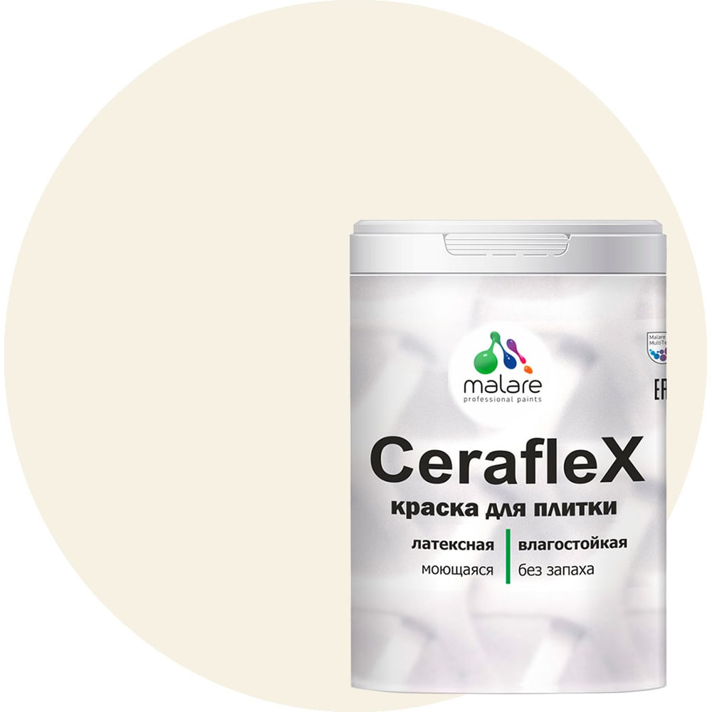 Изображение товара Резиновая краска MALARE Ceraflex парное молоко 2 кг для внутренних и внешних поверхностей