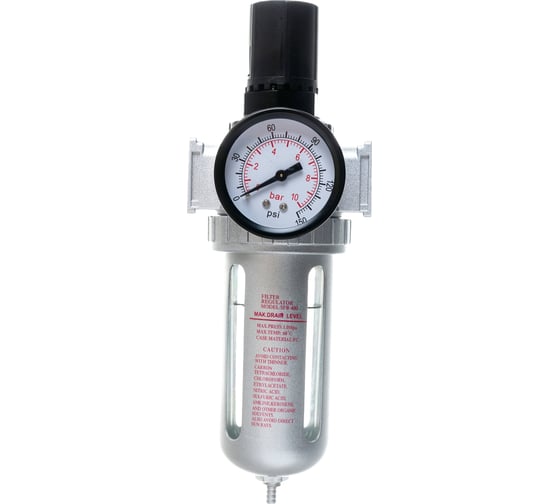 Изображение товара Фильтр-влагоотделитель AFR804 1/2" с регулятором давления, металлическая колба Pegas pneumatic 4507