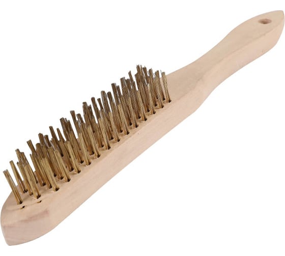 Изображение товара Корщетка KENDO сталь с медным покрытием, с деревянной ручкой 31504