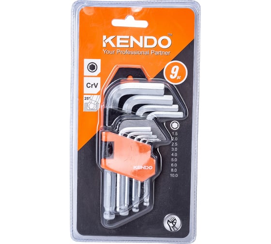 Изображение товара Набор шестигранных ключей KENDO с шаром, 9 шт 20735