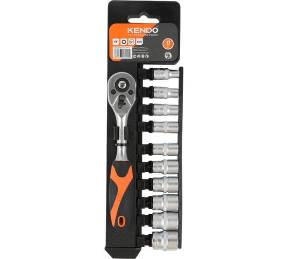 Изображение товара Набор головок с трещоткой KENDO 1/4" 11 шт 16209