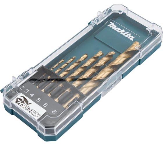 Изображение товара Набор сверл по металлу HSS-TiN Economy 6 шт, 2-8 мм Makita D-72833