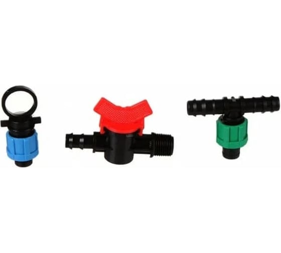 Изображение товара Универсальный набор полива для капельной ленты и трубки Green Helper 16 мм GN-410