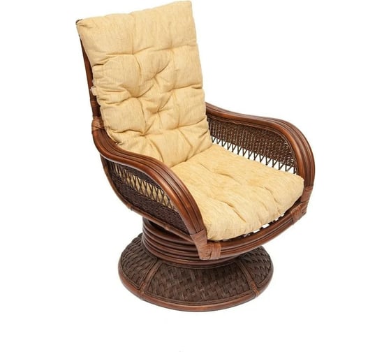 Изображение товара Кресло-качалка с подушкой Tetchair ANDREA Relax Medium Pecan Washed античный орех, ткань 9093