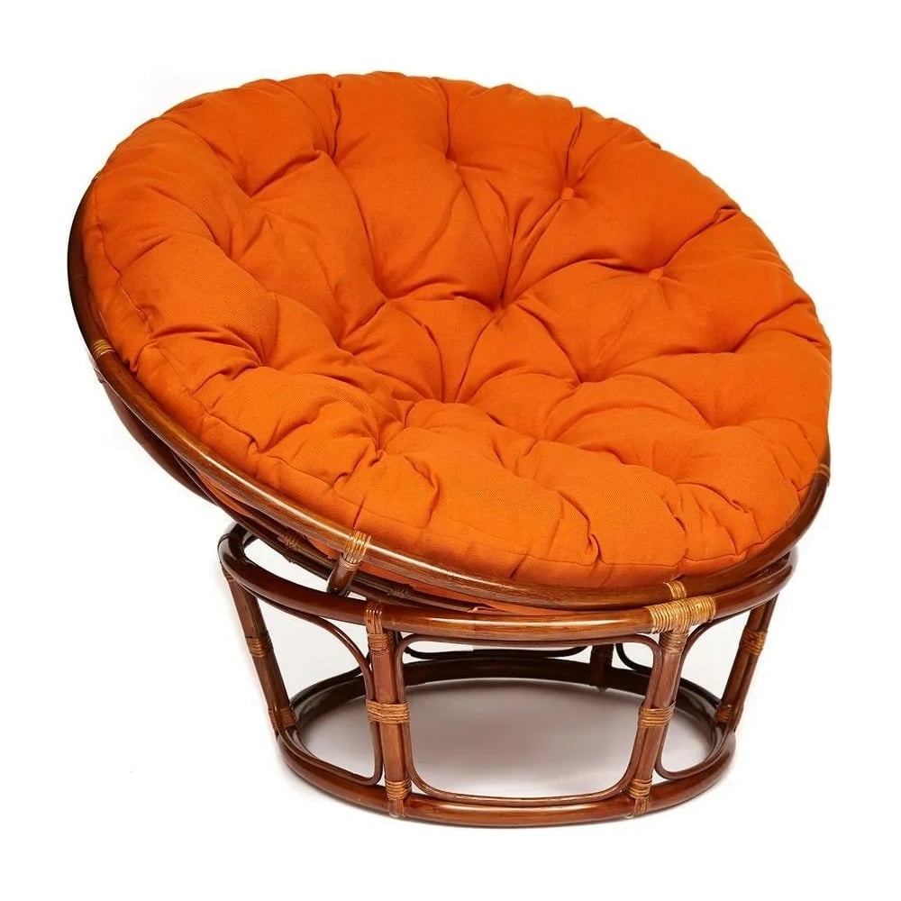 Изображение товара Кресло Tetchair PAPASAN 23/01 W Pecan с подушкой, ткань, орех/оранжевый С 23 13737