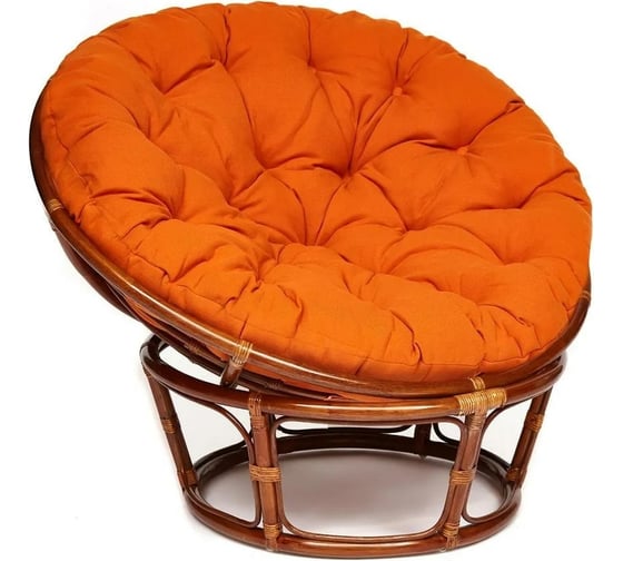 Изображение товара Кресло Tetchair PAPASAN 23/01 W Pecan с подушкой, ткань, орех/оранжевый С 23 13737