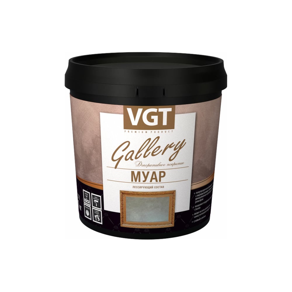 Изображение товара Лессирующий состав VGT Gallery Муар White Silver 0,9 кг 11607788