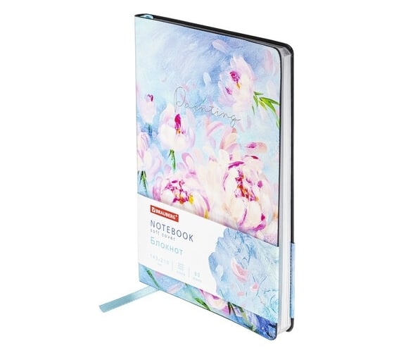 Изображение товара Блокнот BRAUBERG VISTA Pink flowers А5, 143x210 мм, под кожу, гибкий, срез фольга, 80 л 112075