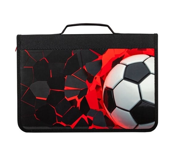 Изображение товара Папка для труда BRAUBERG Black football на молнии, А4, с ручкой, 1 отделение, органайзер 270992