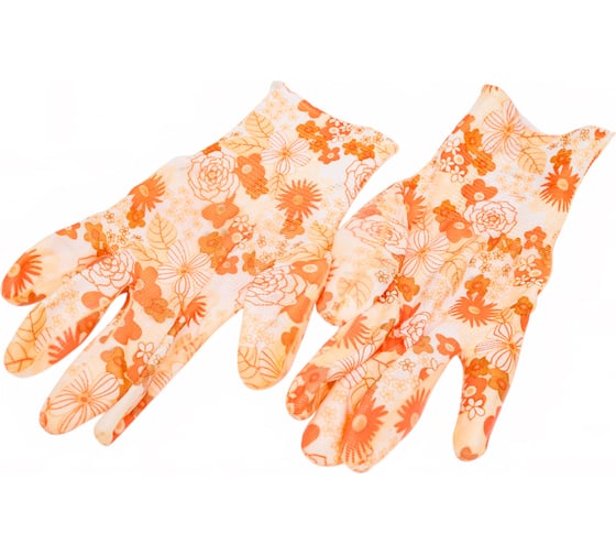 Изображение товара Садовые перчатки СПЕЦ Garden Flowers полиэстер, с прозрачным нитриловым покрытием, р. S/7 GF-PN-05S