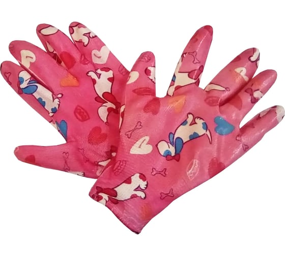 Изображение товара Садовые перчатки СПЕЦ Garden Flowers полиэстер, с прозрачным нитриловым покрытием, р. L/9 GF-PN-07L