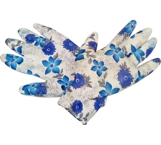 Изображение товара Садовые перчатки СПЕЦ Garden Flowers полиэстер, с прозрачным нитриловым покрытием, р. S/7 GF-PN-01S