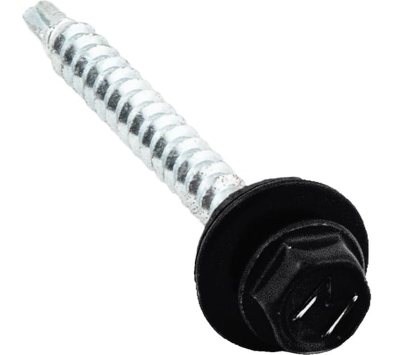 Изображение товара Кровельный саморез STARFIX 4,8x29 мм, цинк, шайба с прокладкой, PT1, RAL 9005, 5000 шт. SM-35396-5000