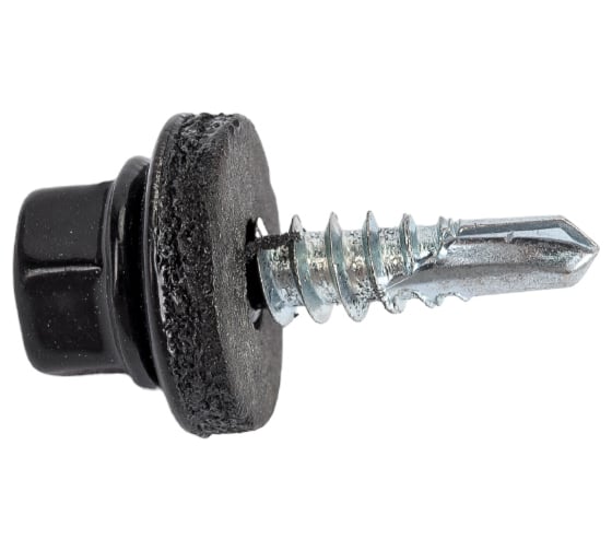 Изображение товара Кровельный саморез STARFIX 4,8x19 мм, цинк, шайба с прокладкой, PT3, RAL 9005, 250 шт. SMC2-102307-250