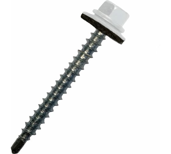 Изображение товара Кровельный саморез STARFIX 4,8x29 мм, цинк, шайба с прокладкой, PT1, RAL 9003, 80 шт. SMP2-27997-80