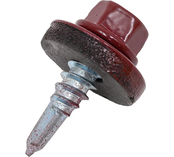 Изображение товара Кровельный саморез STARFIX 5,5x19 мм, цинк, шайба с прокладкой, PT3, RAL 3005, 100 шт. SMP2-46685-100