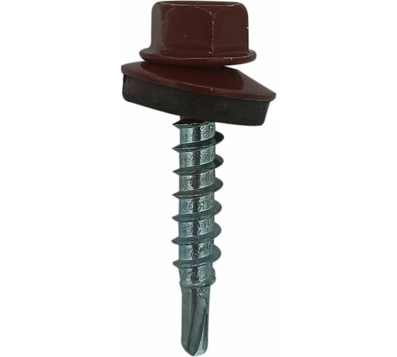 Изображение товара Кровельный саморез STARFIX 4,8x35 мм, цинк, шайба с прокладкой, PT1, RAL 3011, 4500 шт. SM-48702-4500