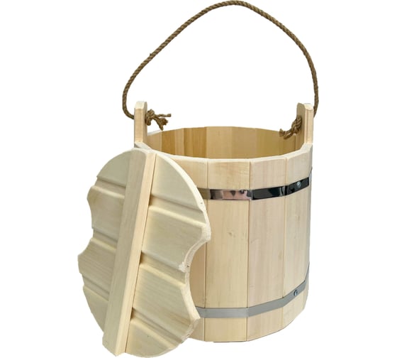 Изображение товара Бондарное ведро с крышкой Бацькина баня 10 л 30057