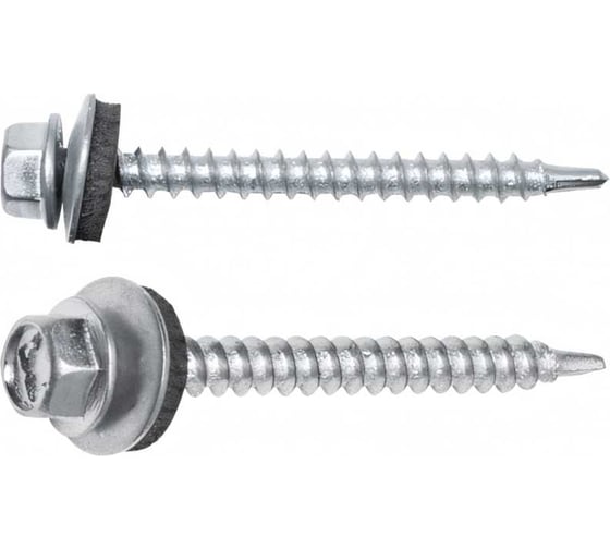 Изображение товара Кровельный саморез STARFIX 4,8x50 мм, цинк, шайба с прокладкой, PT1, 50 шт. SMP2-83834-50