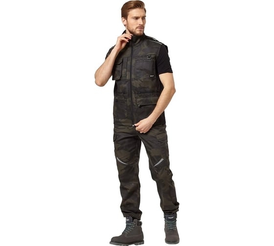 Изображение товара Жилет Эксперт Спецодежда Аксель, кмф хаки/черный, р. 52-54, рост 182-188 6446000066556