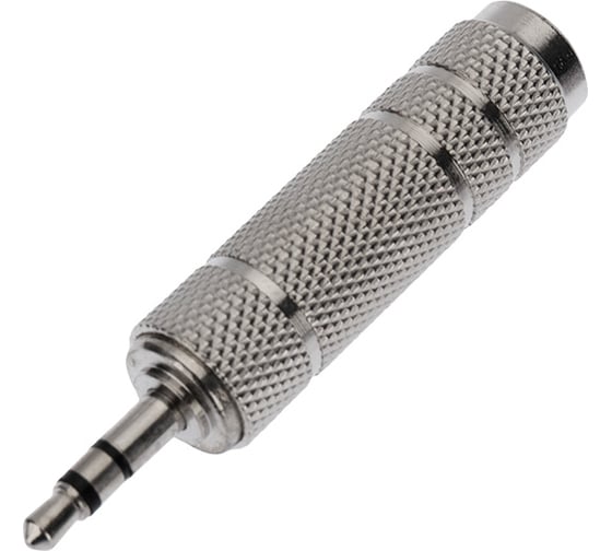 Изображение товара Переходник штекер REXANT стерео 3,5 мм - гнездо стерео 6,3 мм, металл 50 шт 14-0213