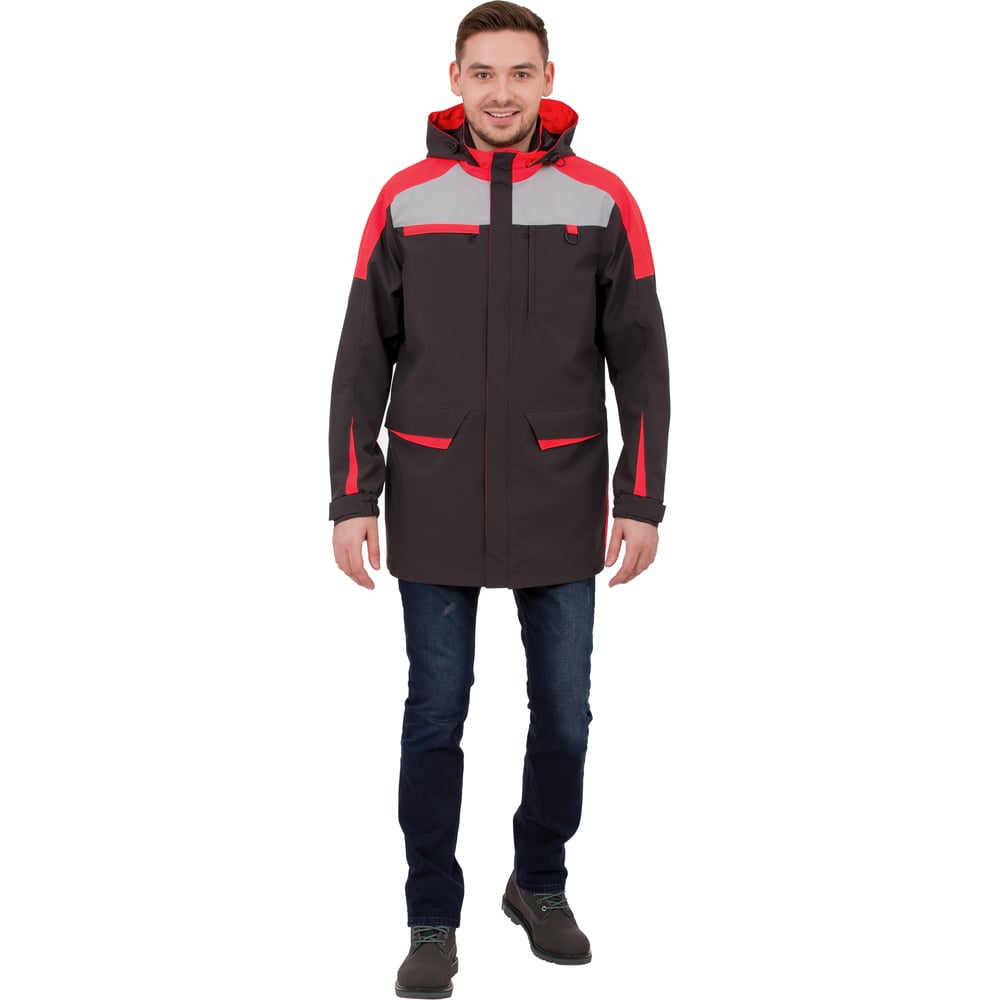 Изображение товара Куртка-ветровка Эксперт для мужчин темно-серый/светло-серый/мандарин