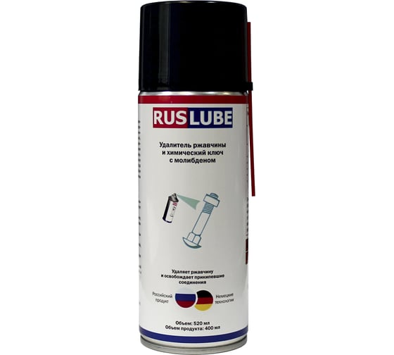 Изображение товара Удалитель ржавчины и химический ключ с молибденом Русмарк Ruslube 520/400 мл ruslube1006-1