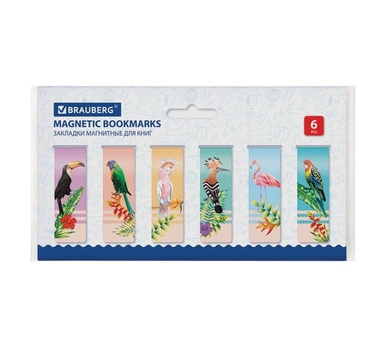 Изображение товара Магнитные закладки для книг BRAUBERG MIX набор 30 шт, 60x20 мм 113175