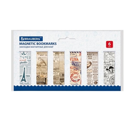 Изображение товара Магнитные закладки для книг BRAUBERG MIX 2 набор 30 шт, 60x20 мм 113178