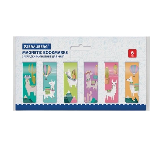 Изображение товара Магнитные закладки для книг BRAUBERG ANIMALS набор 30 шт, 60x20 мм 113176