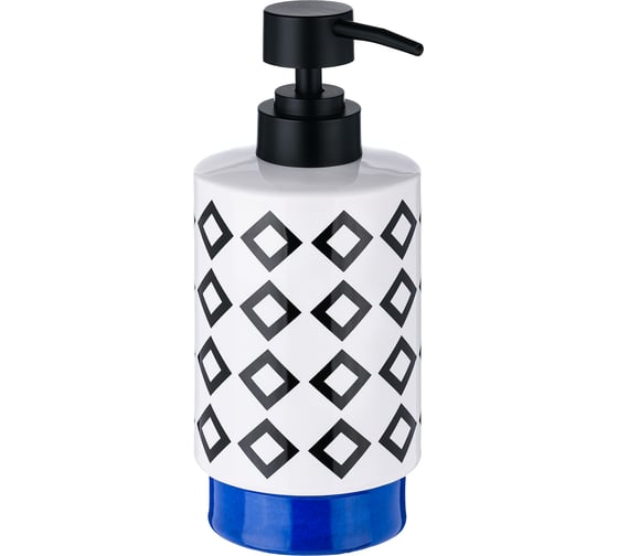 Изображение товара Дозатор для жидкого мыла Moroshka Memphis 7,5x7,5x17 см., цвет белый, черный и синий 905-308-01