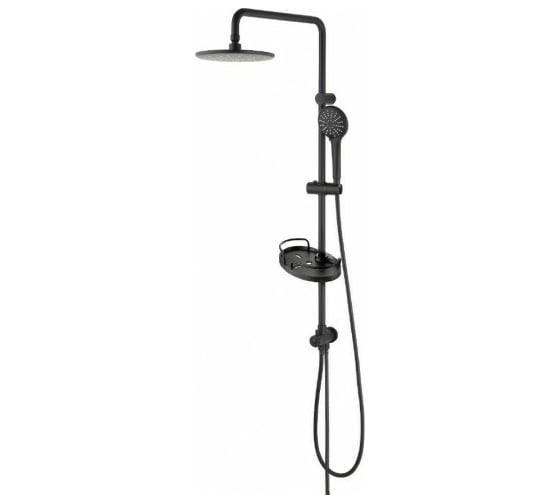 Изображение товара Душевой гарнитур Lemark с фиксированной высотой штанги и верхней душевой лейкой "Тропический дождь" LM3788BL