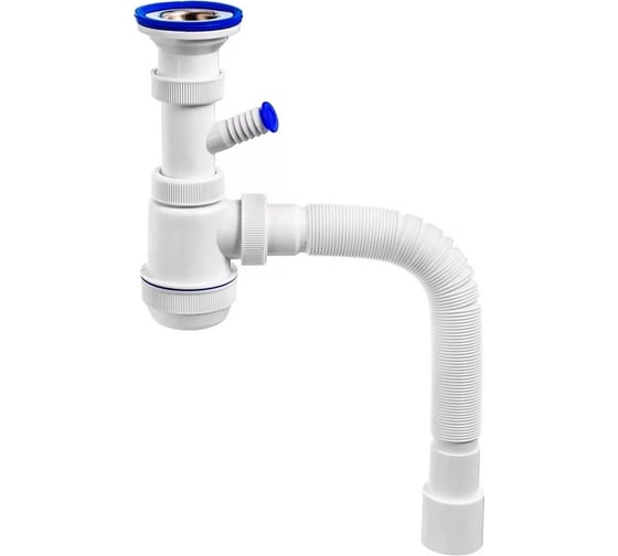 Изображение товара Сифон VIRPLAST 1.1/2 "МИНИ Элит"с нерж.чашкой Ø63 мм, с отв.дляст.м и гофрой 40/50 L800мм арт. 30980679