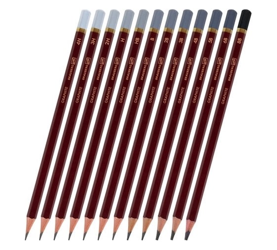 Изображение товара Чернографитные художественные карандаши BRAUBERG ART PREMIERE 4H-8B, набор 12 шт, в пенале 181895