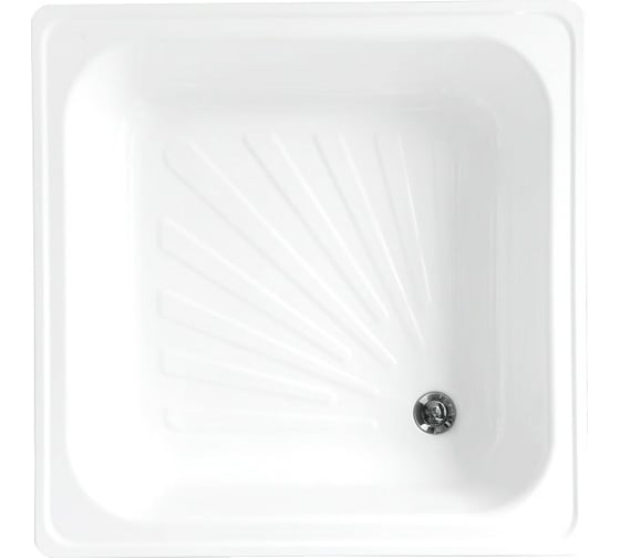 Изображение товара Стальной поддон Loranto квадратный 80x80x15 толщина стенок 0,9 мм, отверстие для слива 5 см 77018