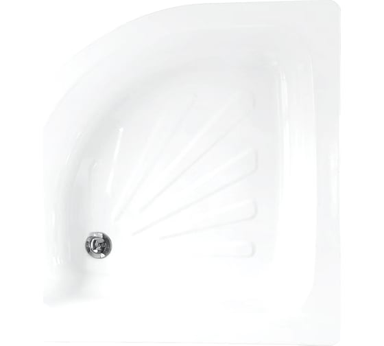 Изображение товара Стальной поддон Loranto полукруглый 90x90x15 толщина стенок 0,9 мм, отверстие для слива 5 см 77024