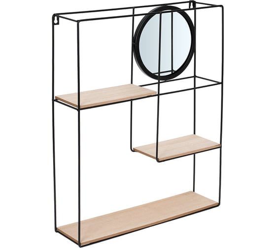 Изображение товара Подвесная полка-зеркало QWERTY "Вертикаль", черная, 40x10x50 см 73855