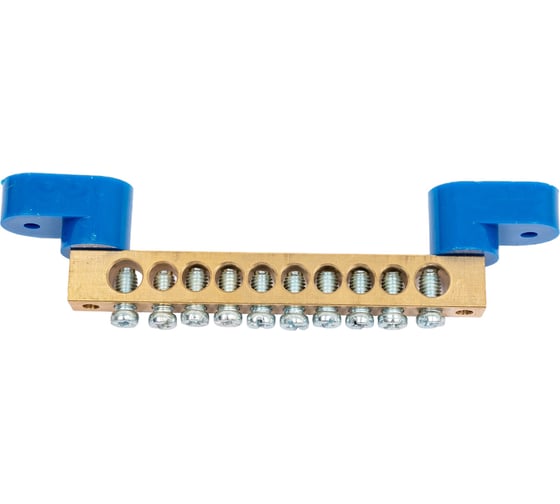 Изображение товара Нулевая N шина на двух угловых синих изоляторах REXANT 8х12 мм 10 групп 11-2334