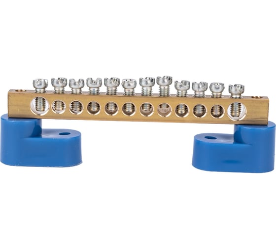 Изображение товара Нулевая N шина на двух угловых синих изоляторах REXANT 6х9 мм 12 групп 11-2328