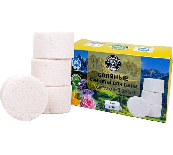 Изображение товара Соляные брикеты для бани Бацькина баня Расслабляющий эффект 350 г 23003