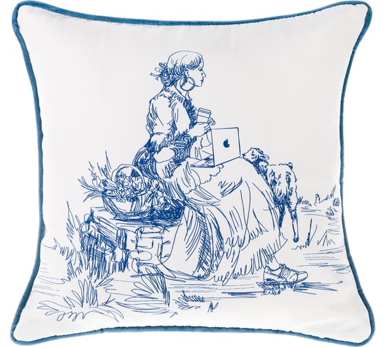 Изображение товара Декоративная подушка Moroshka Klassika 2.0 40x40 см, на потайной молнии, цвет белый, синий 926-201-01