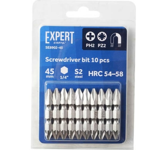 Изображение товара Бита двусторонняя для шуруповерта Expert PH2-PZ2, 45 мм, 10 шт STARTUL SE8902-45