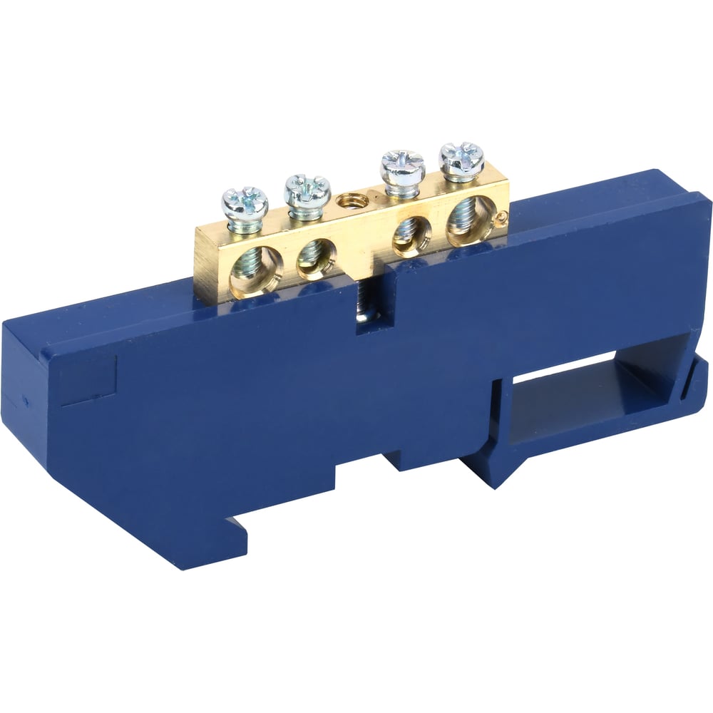 Изображение товара Нулевая N шина с синим изолятором на DIN-рейку REXANT 6x9 мм стойка большая 4 группы 11-2338