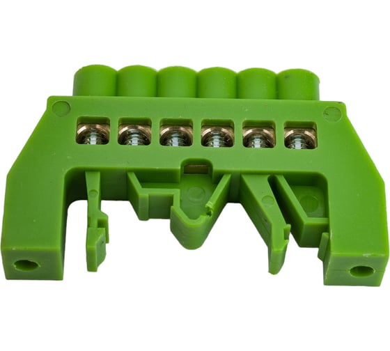 Изображение товара Шина PE земля в комбинированном зеленом изоляторе на DIN-рейку REXANT 6x9 мм 6 групп 11-2306