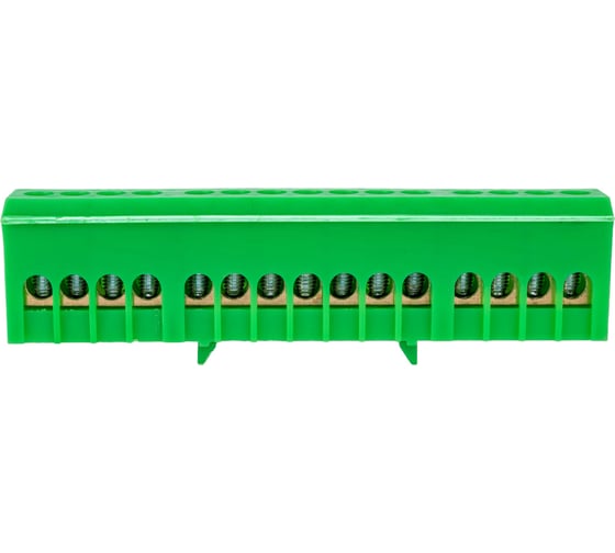Изображение товара Шина PE земля в корпусном зеленом изоляторе на DIN-рейку REXANT 6x9 мм 15 групп 11-2323